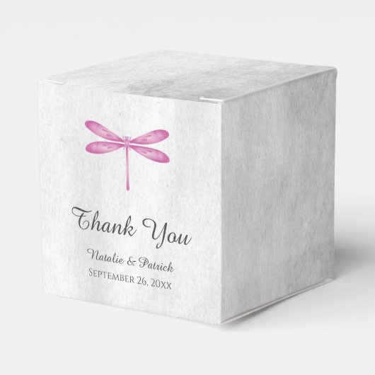 Magenta Dragonfly Wedding Favor Boxes Bedankdoosjes (Voorkant Zijde)