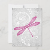 Magenta Dragonfly Wedding RSVP Kaart (Achterkant)