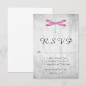 Magenta Dragonfly Wedding RSVP Kaart (Voorkant / Achterkant)