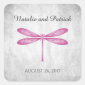 Magenta Dragonfly Wedding Stickers (Voorkant)