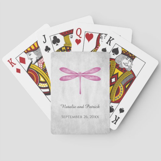 Magenta Dragonfly Weduwkaarten Pokerkaarten (Achterkant)
