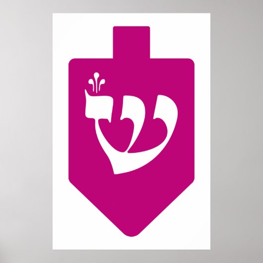 Magenta Dreidel Hebrew Letter Shin Hanukkah Poster (Voorkant)