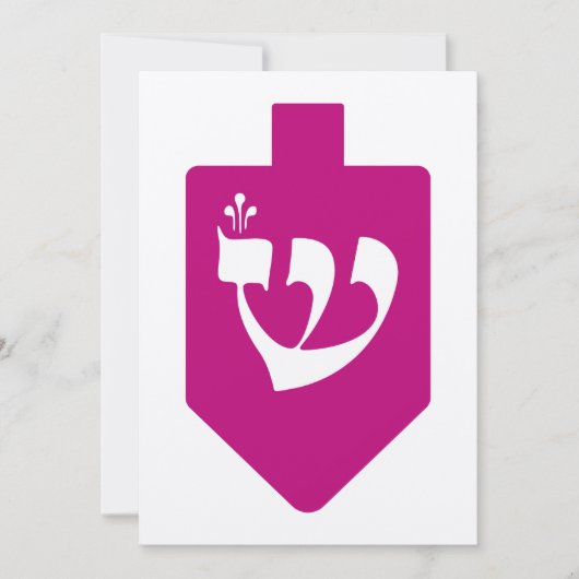 Magenta Dreidel voor Chanukah met Letter Shin (Voorkant)