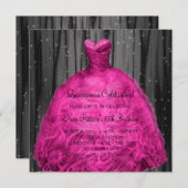 Magenta Dress Quinceanera Kaart (Voorkant / Achterkant)