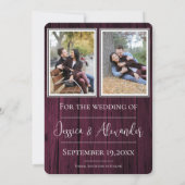 Magenta Eenvoudige Rustieke Foto Bewaar de Datum Save The Date (Achterkant)