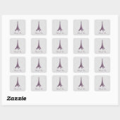 Magenta Eiffel Tower Damask Dank u Stickers (Vel)