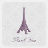 Magenta Eiffel Tower Damask Dank u Stickers (Voorkant)