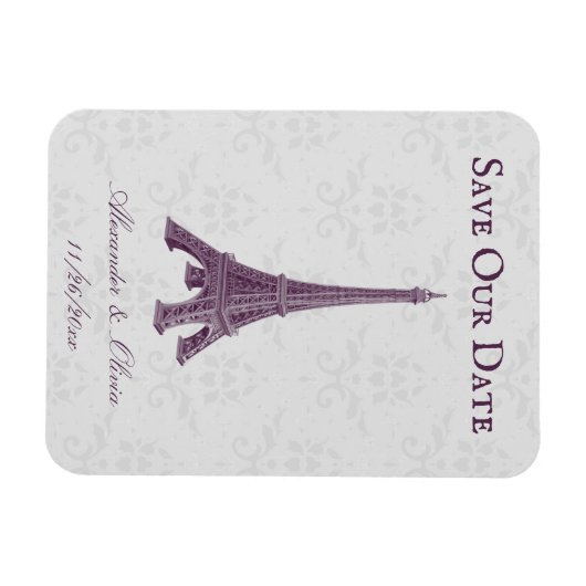 Magenta Eiffel Tower Damask sparen de Magnet van d Magneet (Horizontaal)