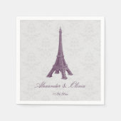Magenta Eiffel Tower Damask Vrijgezellenfeest Servet (Voorkant)