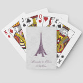 Magenta Eiffel Tower Damask Wedding Favor Pokerkaarten (Achterkant)