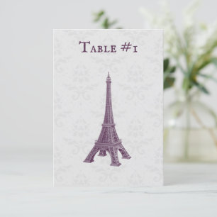 Magenta Eiffel Tower Damask Wedding Table Kaart