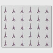 Magenta Eiffel Tower Damask Wedding Wrapping Paper Cadeaupapier (Vlak)