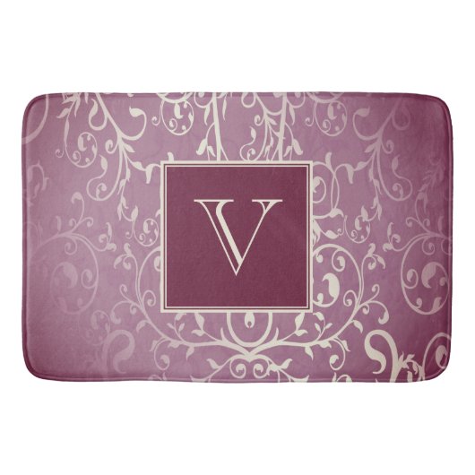 Magenta Elegant Bloei Monogram Badmat (Voorkant)