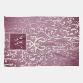 Magenta Elegant Bloei Monogram Handdoek (Horizontaal)