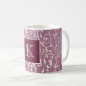 Magenta Elegant Floury Monogram Mok (Voorkant rechts)
