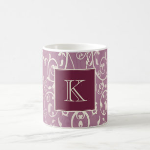 Magenta Elegant Floury Monogram Mok