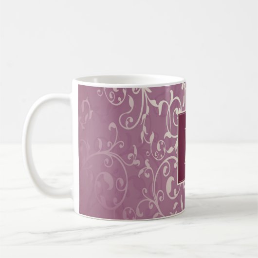 Magenta Elegant Floury Monogram Mok (Links)