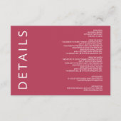 Magenta Elegant Modern Minimalist Wedding Informatiekaartje (Voorkant)