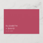 Magenta Elegant Modern Minimalist Wedding Informatiekaartje (Achterkant)
