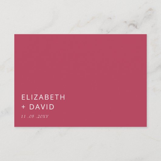 Magenta Elegant Modern Minimalist Wedding Informatiekaartje (Achterkant)