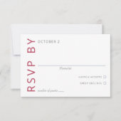 Magenta Elegant Modern Minimalist Wedding RSVP Kaartje (Voorkant)