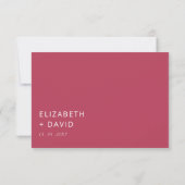 Magenta Elegant Modern Minimalist Wedding RSVP Kaartje (Achterkant)