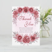 magenta elegant rustic botanical THANK You CARDS Kaart (Staand voorkant)