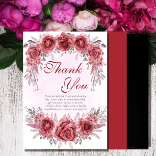 magenta elegant rustic botanical THANK You CARDS Kaart