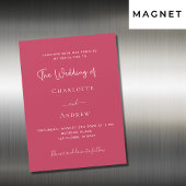 Magenta elegant script luxe bruiloft magnetische uitnodiging