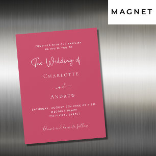 Magenta elegant script luxe bruiloft magnetische uitnodiging