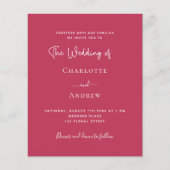 Magenta elegant scriptbudget huwelijksuitnodiging (Voorkant)