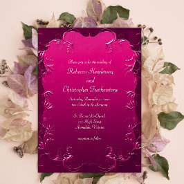 magenta elegantie bruiloft kaart