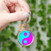 Magenta en Aqua Yin Yang Sleutelhanger (Hand)