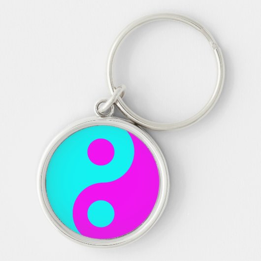 Magenta en Aqua Yin Yang Sleutelhanger (Voorkant)