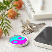 Magenta en Aqua Yin Yang Sleutelhanger (Zijkant)