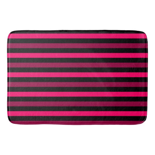 Magenta en Black Stripes Bath Mat (Voorkant)
