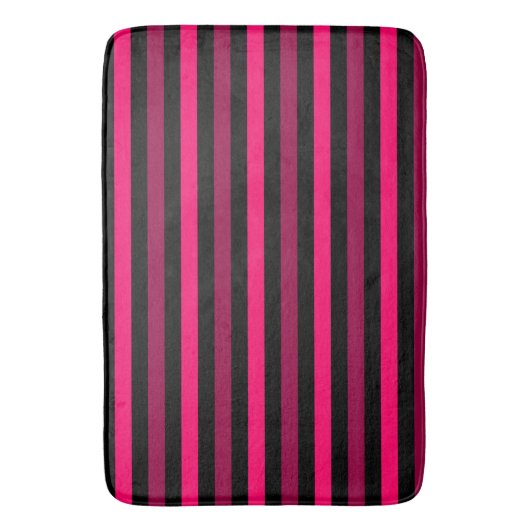Magenta en Black Stripes Bath Mat (Voorkant Verticaal)