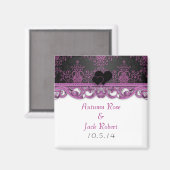 Magenta en Black Wedding Favoriet Save the Date Magneet (Voorkant / Achterkant)