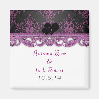Magenta en Black Wedding Favoriet Save the Date Magneet