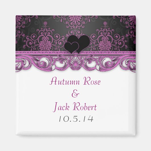 Magenta en Black Wedding Favoriet Save the Date Magneet (Voorkant)