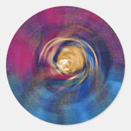 Magenta en Blauwe Spiral Gouden Vortex van Hoop Ronde Sticker