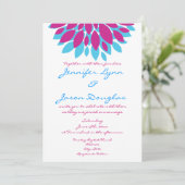 Magenta en Blauwgroen Flowers Wedding Invitations Kaart (Staand voorkant)