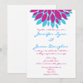 Magenta en Blauwgroen Flowers Wedding Invitations Kaart (Voorkant / Achterkant)