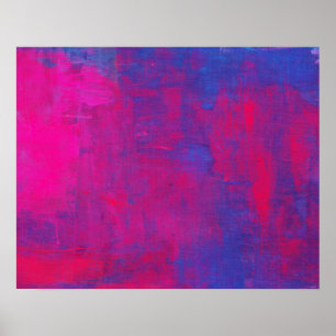 Magenta en Blue Abstract schilderen Poster