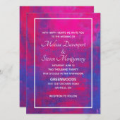 Magenta en Blue Abstract Wedding Kaart (Voorkant / Achterkant)