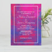 Magenta en Blue Abstract Wedding Kaart (Staand voorkant)