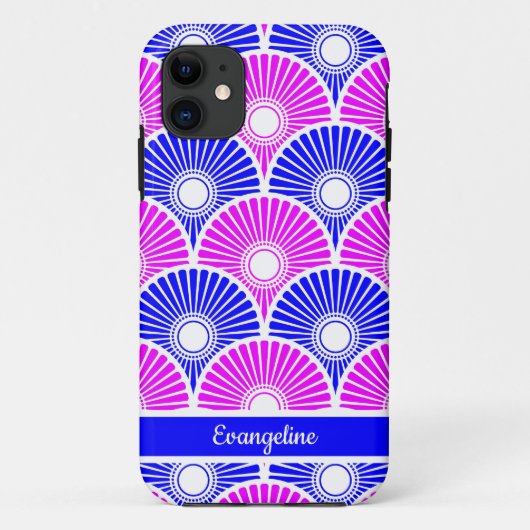 Magenta en Blue Chinese Semi Circle Wave Pattern Case-Mate iPhone Case (Achterkant)