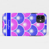 Magenta en Blue Chinese Semi Circle Wave Pattern Case-Mate iPhone Case (Achterkant (horizontaal))