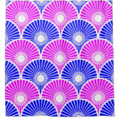 Magenta en Blue Chinese Semi Circle Wave Pattern Douchegordijn (Voorkant)