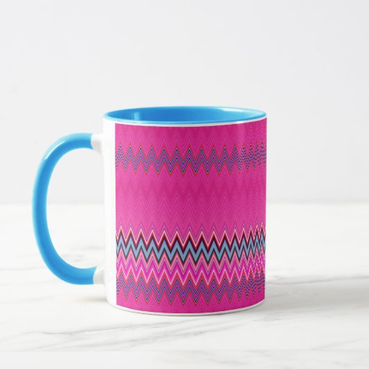 Magenta en Blue Zigzag Mok (Links)